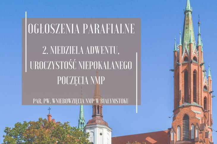 2. Niedziela Adwentu, Uroczystość Niepokalanego Poczęcia NMP, 8.12.2024 r.