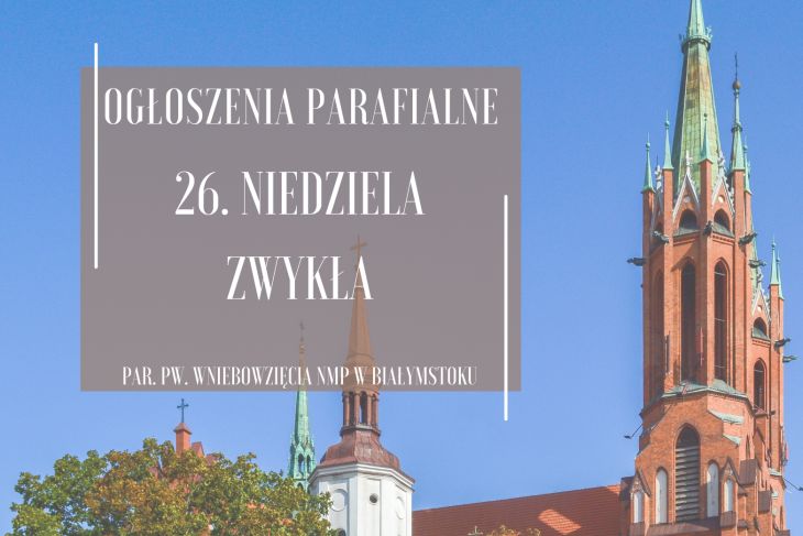 26. Niedziela Zwykła, 29.09.2024 r.